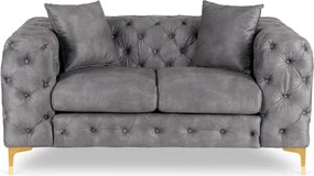 Sofa SORRENTO 2S Dwuosobowa Szara Welurowa Glamour