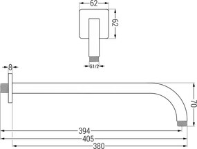 Mexen ramię prysznicowe ścienne 38 cm chrom - 79113-00