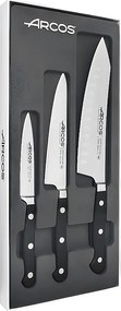 Zestaw 3 Noży Kuchennych Arcos Seria Ópera Ostrza ze Stali Nierdzewnej NITRUM® 100-140-180 mm Rączki z Czarnego Polipropylenu