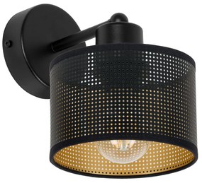 Czarny kinkiet jednopunktowy z czarnym abażurem WD-BE-1010SC-SC