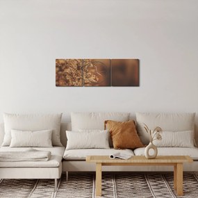 Obraz kwitnącej trawy (z zegarem) (90x30 cm)