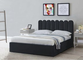 Tapicerowane łóżko Venezia 130x212x90 cm, powierzchnia spania 120x200 cm, schowek, podnośnik, tkanina Monolith granatowy