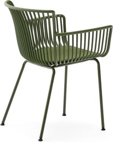 Ciemnozielone metalowe krzesło ogrodowe Surpika – Kave Home