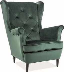 Fotel uszak LADY VELVET zielony