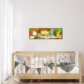 Obraz - Dinozaury (z zegarem) (90x30 cm)