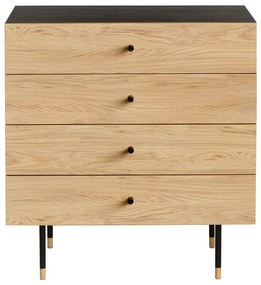 Czarno-naturalna wysoka komoda w dekorze dębu 80x87 cm Jugend – Woodman