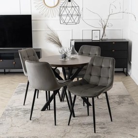 Stół Okrągły Rozkładany DORIAN 80-160 cm Orzech/Czarny Nowoczesny Loft