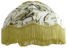 Abażur z tkaniny z motywem liści i białym wnętrzem 45/15/21,5 - Heritage