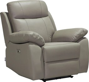 Fotel z elektryczną funkcją relaks ze skóry w kolorze taupe VIPINO