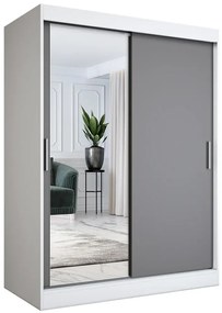 Szafa przesuwna z lustrem 150 cm biel + antracyt - Seko 4X