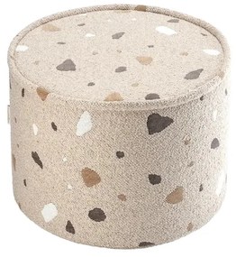 Jasnobrązowy puf dziecięcy z materiału bouclé/z tkaniny szenilowej Terrazzo – Wigiwama