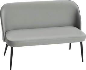 HOMCOM 2-osobowa sofa, nowoczesna tapicerowana kanapa z metalowo-drewnianą ramą, tapicerka o welurowym wyglądzie, Grau
