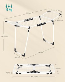 Suszarka na pranie BREEZE, 56,5x173x96,5cm, biała SongmicsHome