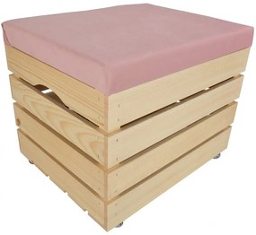 Pufa kufer skrzynia z kółkami drewniana sosnowa siedzisko 50cm naturalna