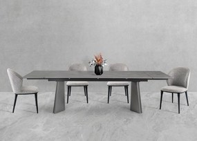 Nowoczesny stół rozkładany Nexus  200(280)×90 cm zachwyca eleganckim białym blatem z masy ceramicznej i solidną podstawą ze stali szczotkowanej. Styl, trwałość i funkcjonalność w jednym – idealny do jadalni i salonu.