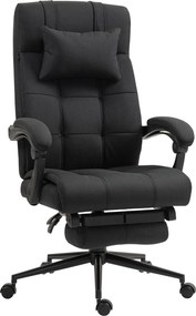 Vinsetto Ergonomiczny fotel biurowy z podnóżkiem, obrotowy fotel z zagłówkiem, Czarny