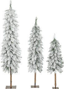HOMCOM 3‑cz. zestaw śnieżnych sztucznych choinek 90/120/150 cm — metalowe podstawy, ognioodporne