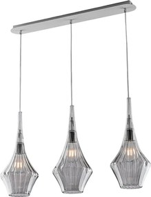 Szyna żelazna Zeus z szarym szkłem Pyrex 3 światła dł. 75 x 10 BL270-BIN3-GR