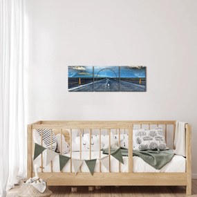 Obraz drogi podczas burzy (z zegarem) (90x30 cm)