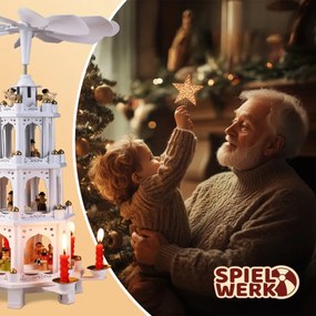 Spielwerk Piramida świąteczna MERRY, 60x20x20cm, biała