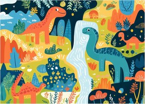 Obraz na szkle - Wesołe dinozaury (70x50 cm)