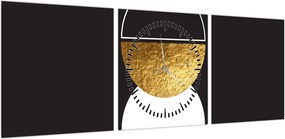 Obraz - Abstrakcja złoto i czerń N⁰2 (z zegarem) (90x30 cm)