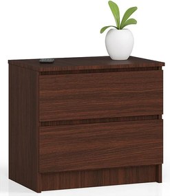 Szafka nocna AKORD K60 Wenge 60 cm 2 szuflady kolor Wenge mat 60x40x55 cm