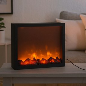 Kominek elektryczny LED z realistycznym płomieniem, dekoracja świąteczna, 41 x 35 cm