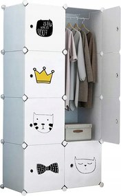SZAFA GARDEROBA UBRANIOWA BIAŁA PÓŁKI REGAŁ SŁUPEK NA ZABAWKI DZIECIĘCA