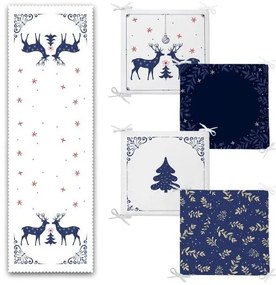 Zestaw poduszek na krzesła i bieżnika 5 szt. Blue Christmas – Mila Home