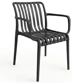 Plastikowe krzesło TREGO z podłokietnikami, antracytowe