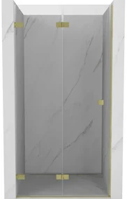 Mexen Lunar-F drzwi prysznicowe składane lewe 100 cm, transparent, złote szczotkowane - 836-100-000-55-00-L