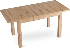 Zestaw Stół Prostokątny Rozkładany SKUBI 120-160 cm Dąb Artisan i 4 Krzesła Tapicerowane RODRI Beżowe