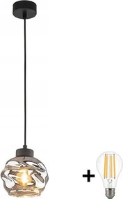LED Lampa wisząca na przewodzie ZULIA 1xE27/15W/230V czarna/dymna