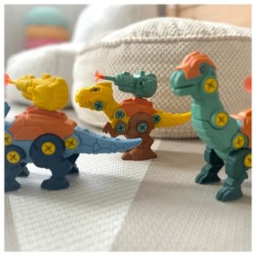 Woopie zestaw dinozaury do skręcania 3 szt. zestaw konstrukcyjny w pudełku + wiertarka i śrubokręt