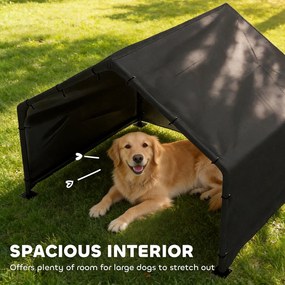 PawHut Buda dla psa z wodoodpornym i UV odpornym dachem dla psów do 30 kg, 125 x 110 x 93 cm, czarna | Aosom PL