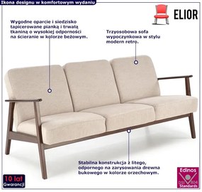 Beżowa trzyosobowa sofa w stylu vintage - Conti 5X