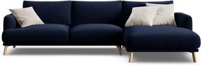 Ciemnoniebieski aksamitny narożnik (prawostronny/z szezlongiem) Naomi – Micadoni