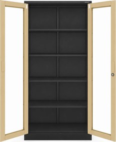 Przeszklona szafa medyczna Eco Design Amelia, 90x40x185 cm, antracyt/orzech