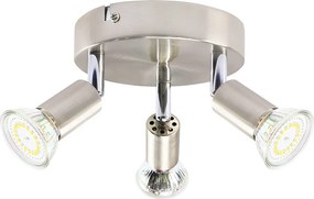 NETTLIFE Reflektory sufitowe 3 GU10 regulowane 350° z okrągłego niklowanego metalu, nowoczesna lampa do salonu sypialni kuchnia jadalnia, max 3x25W