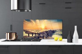 Panel Szklany Zachód Słońca przy Falochronie