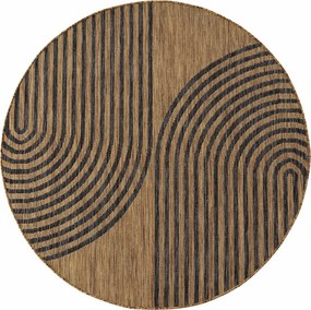 Dywan uniwersalny Mira geometryczny brązowo czarny koło 200 cm x 200 cm