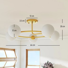 HOMCOM Lampa sufitowa 20 W z 5 gniazdami G9, elegancki złoto-biały wygląd, bez żarówek | Aosom PL