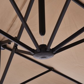 Outsunny Parasol Owalny Podwójny Ogrodowy z Korbką Jasnokawowy 460x270x240cm Idealny na Targ i Taras | Aosom PL