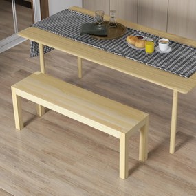 HOMCOM Drewniana ławka kuchenna 3-osobowa z drewna sosnowego 120x33x45 cm naturalny kolor | Aosom PL