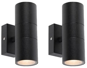 Zestaw 2 lamp ściennych zewnętrznych czarnych IP44 - Duo Nowoczesny Oswietlenie wewnetrzne