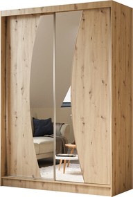Szafa Przesuwna VOCE 150 cm z Lustrem Szafa Dwudrzwiowa Dąb artisan