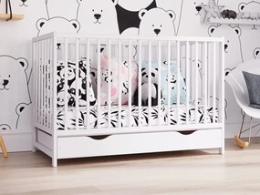 Łóżeczko Dominik białe 120/60 z szufladą