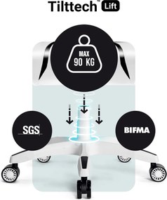 Fotel gamingowy młodzieżowy Diablo X-One 2.0 Small Size, kolor biało-czarny