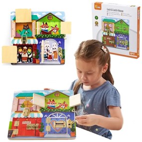 Viga drewniana tablica manipulacyjna otwieranie zamków i zatrzasków domek montessori